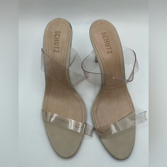 SCHUTZ Ariella Sandal |Double Clear Vinyl Straps |stiletto heel | in nude - Picture 8 of 13